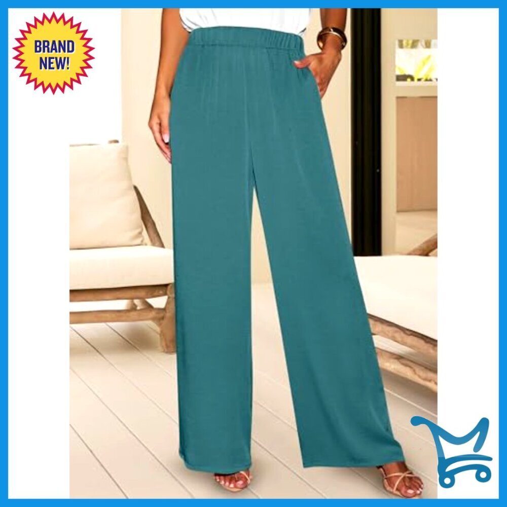 V Neck Cap Sleeve Top Wide Leg Pants Lounge Set Loose Fit Travel Outfit - Picture 6 of 7